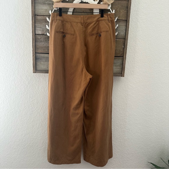 Madewell BR5188 Brown Trouser Wide Leg Pants Linen blend ladies 12 NWT - Picture 4 of 10